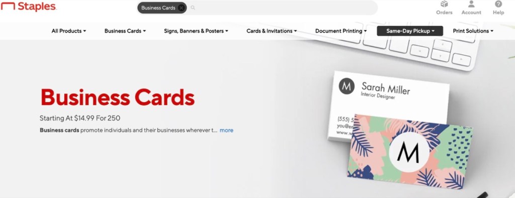 Staples Printing cheap online custom business card printing service & company