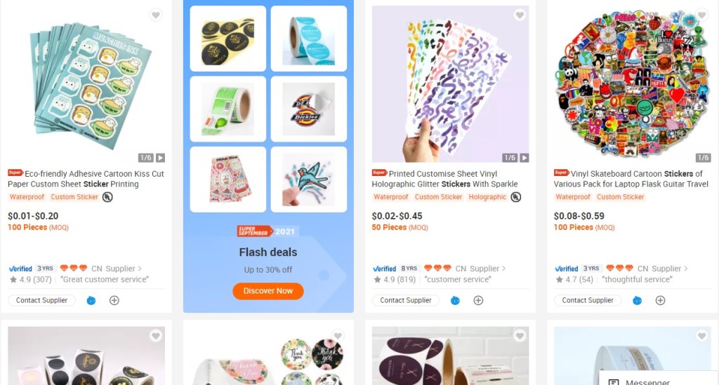 Stickers dropshipping products on Alibaba