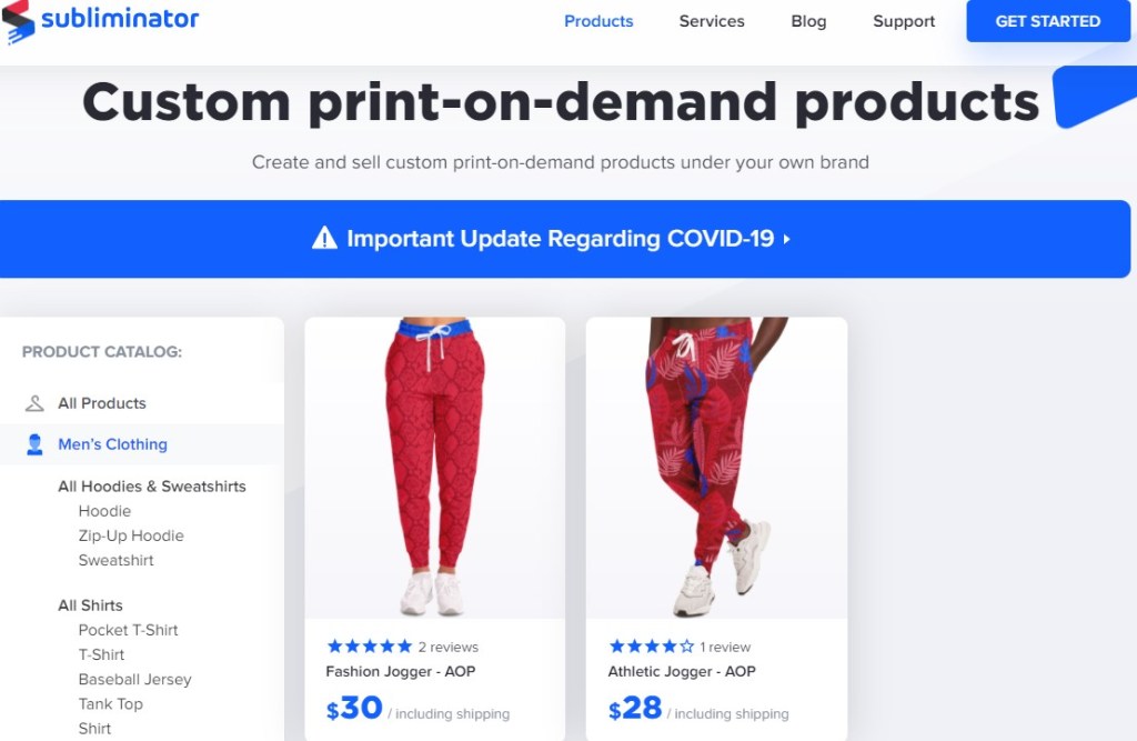 Subliminator sweatpants & joggers print-on-demand company