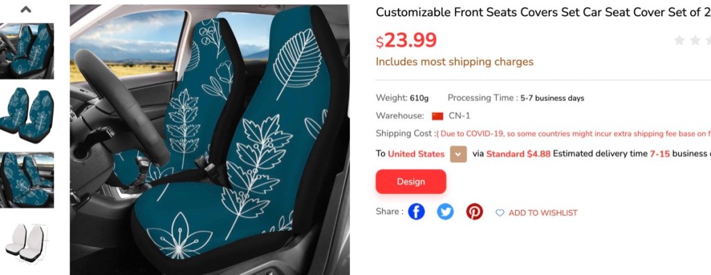 ThisNew custom car seat cover print-on-demand supplier