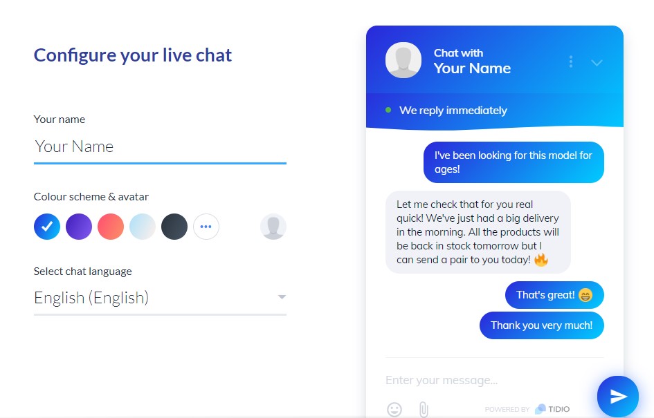Tidio Live Chat - Powerful live chat and chatbot app 