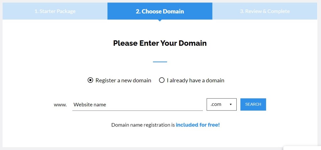 TMDHosting domain name form