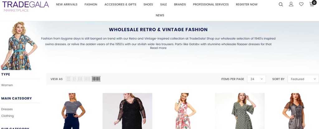 TradeGala retro & vintage fashion clothing wholesaler