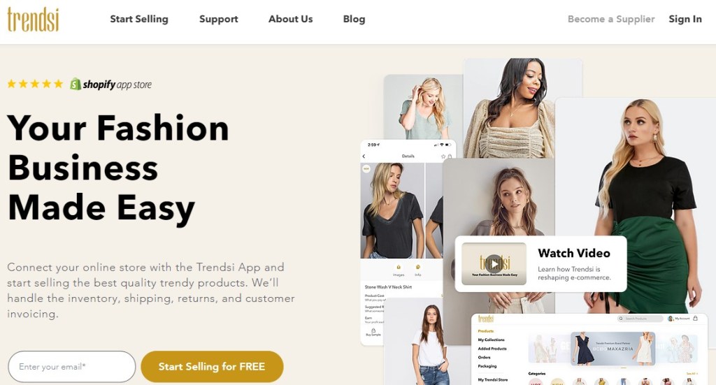 Trendsi US dropshipping supplier for Shopify