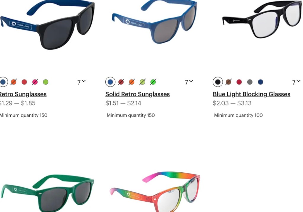 VistaPrint custom sunglasses print-on-demand company