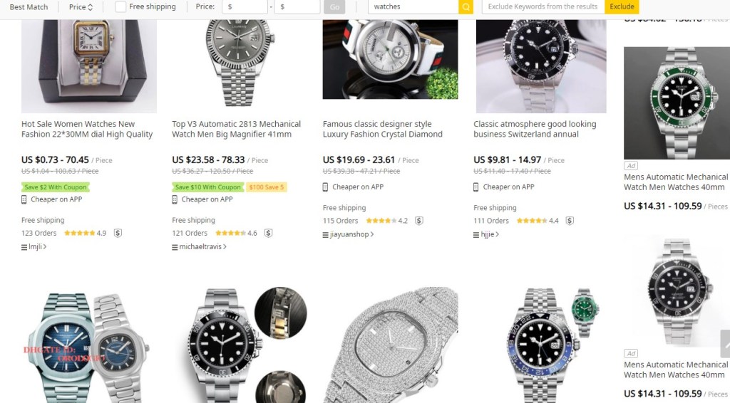 Watches dropshipping products on DHgate