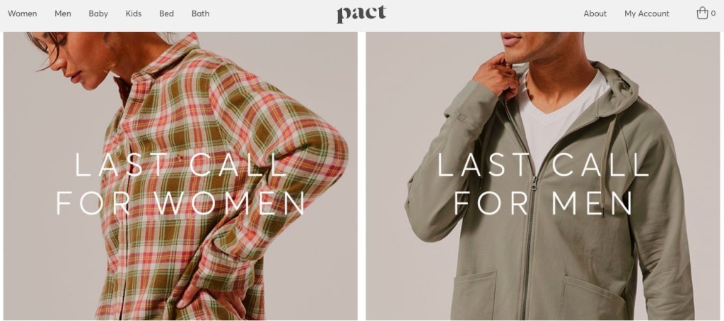 Pact sustainable & ethical fashion clothing wholesaler