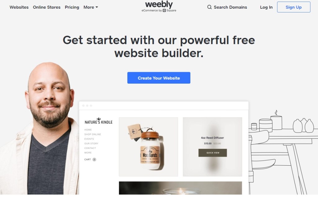 Weebly blogging platform homepage
