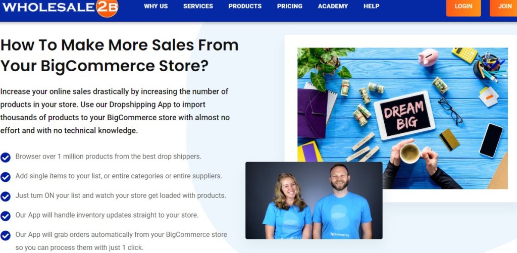 Wholesale2B BigCommerce dropshipping app & supplier