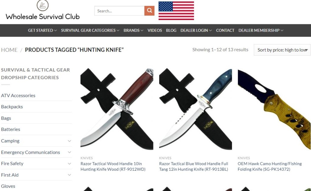 Wholesale Survival Club knife dropshipping supplier