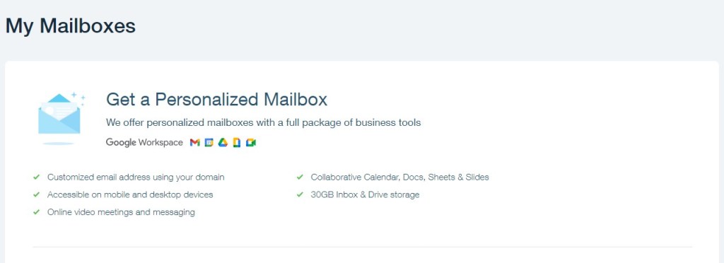 Wix business mailboxes