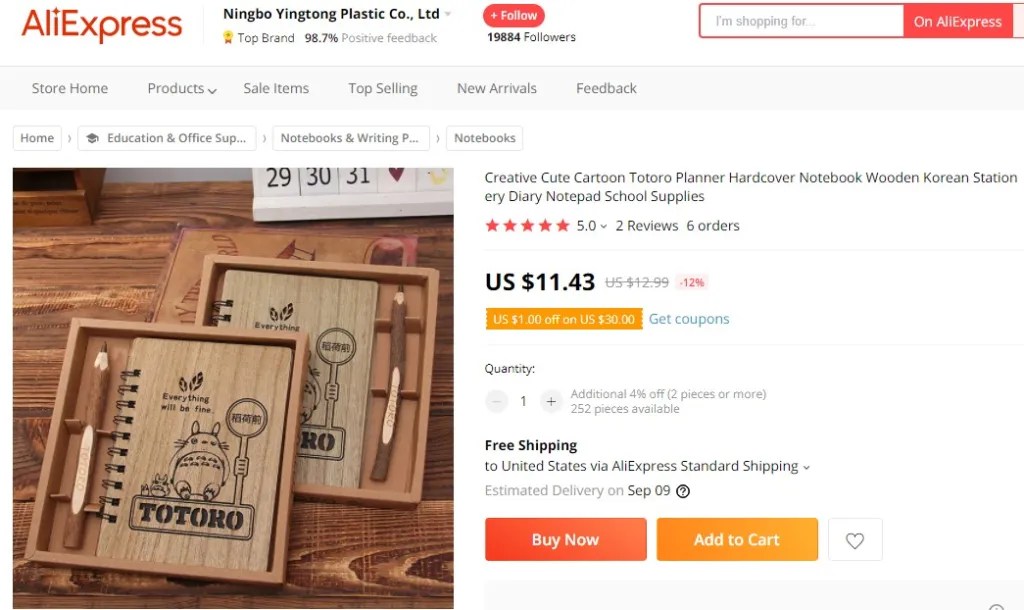 Wooden notebooks & planners dropshipping product example