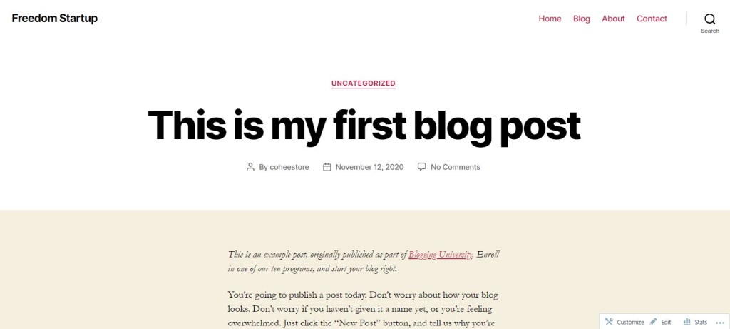 WordPress.com first blog post