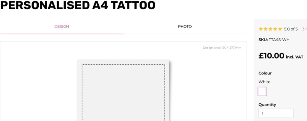 YourDesign custom temporary tattoo print-on-demand supplier