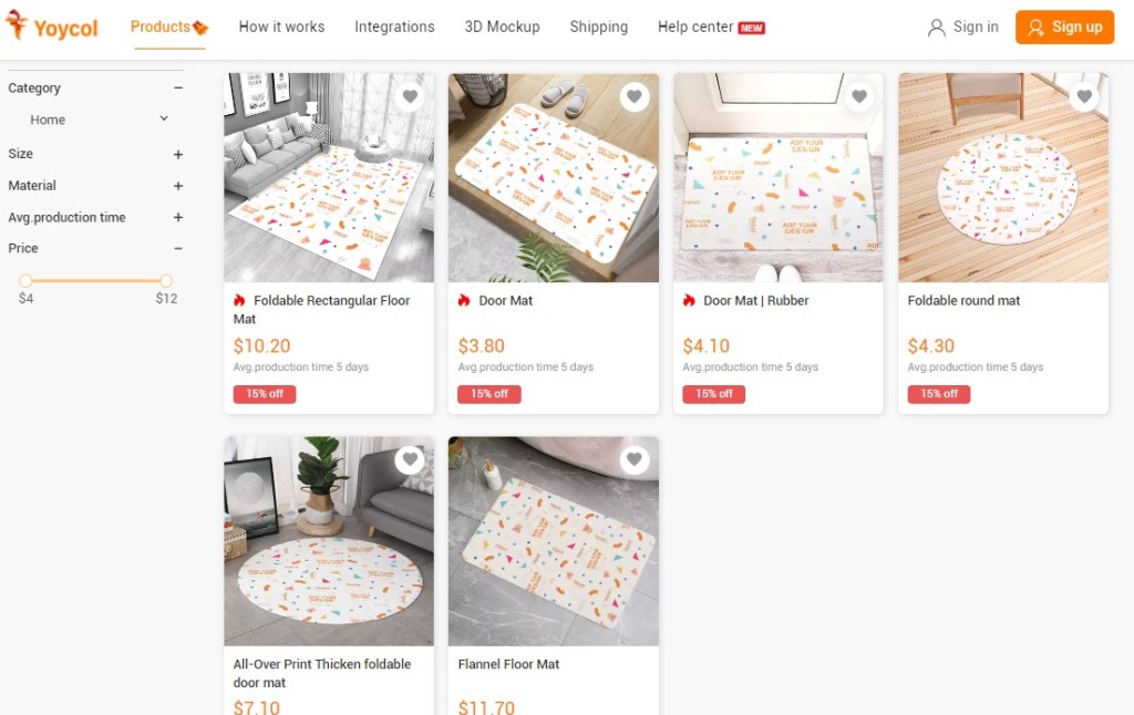 Yoycol doormat & rug print-on-demand company