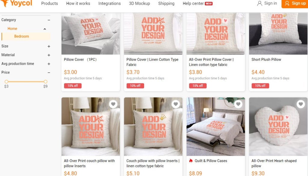 Yoycol pillow & cushion print-on-demand company