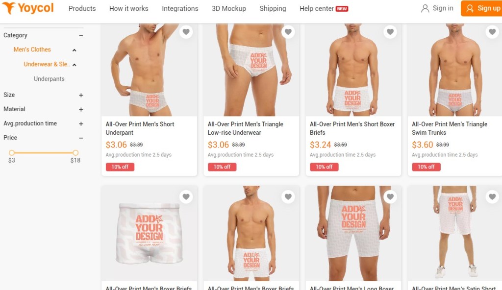 Yoycol underwear & panty print-on-demand company
